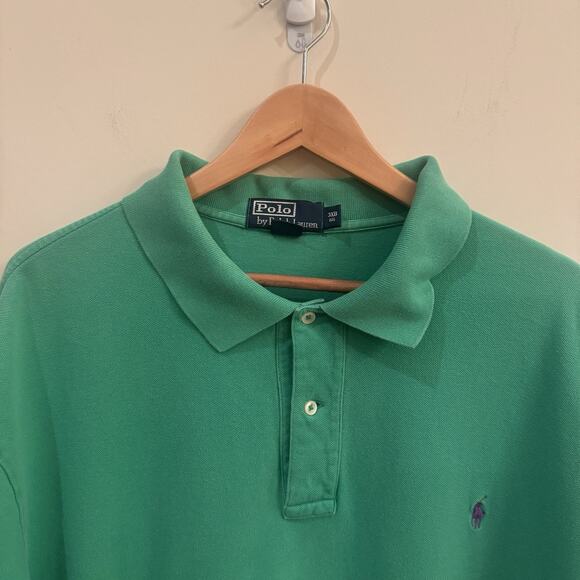 Polo Ralph Lauren Mens 3XB Big Green Purple Pony Golf Shirt Cotton Preppy Read - Picture 3 of 12